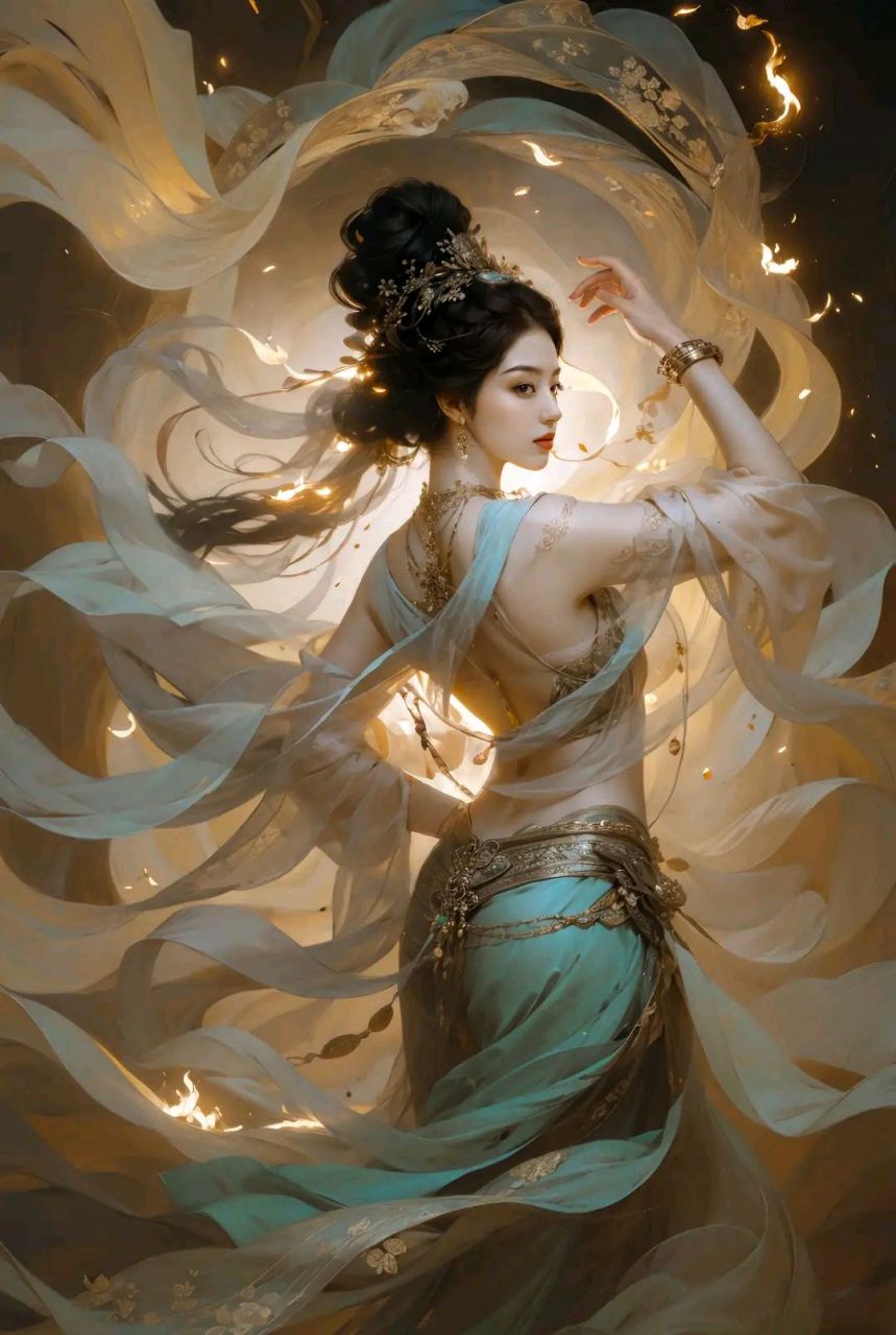 古典国风美人# #敦煌# ai画像之敦煌飞天,不得不佩服古代的审美,太