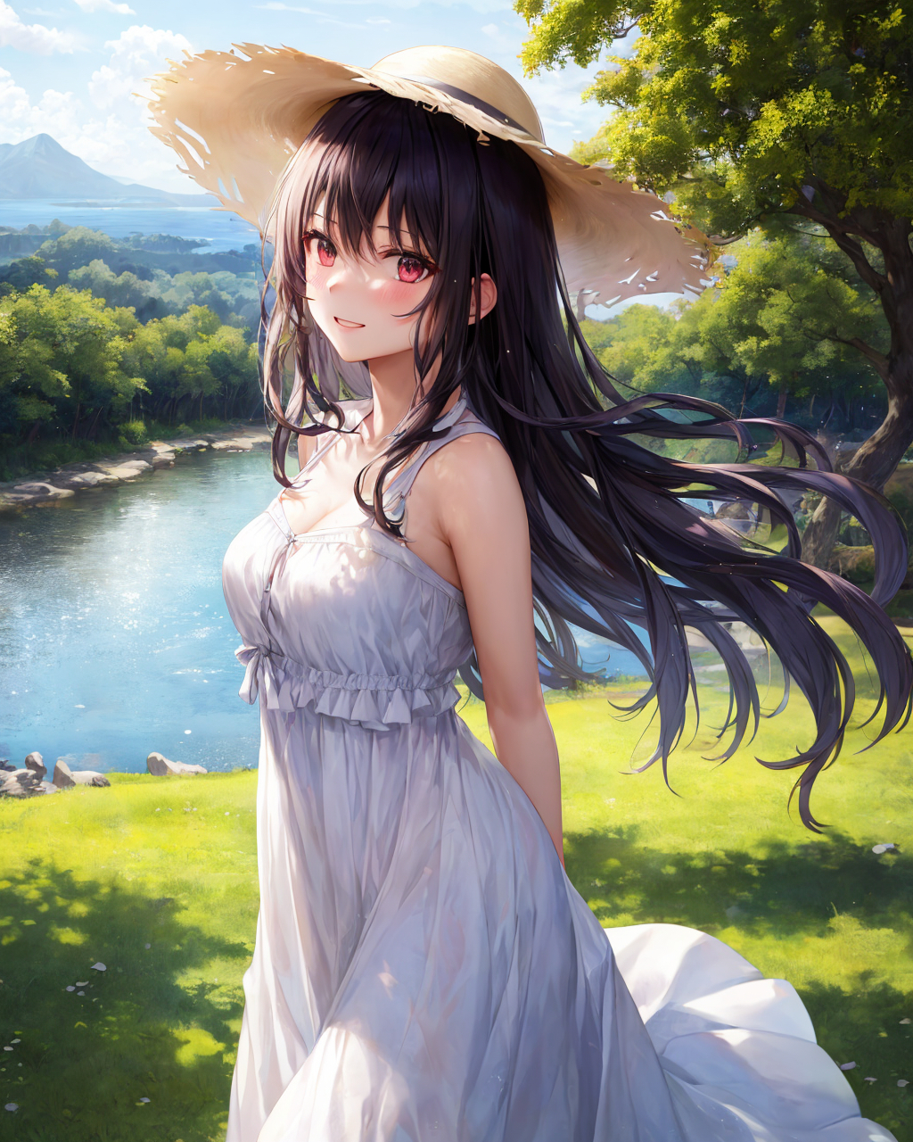 动漫# #二次元# 与学姐一起在湖边漫步