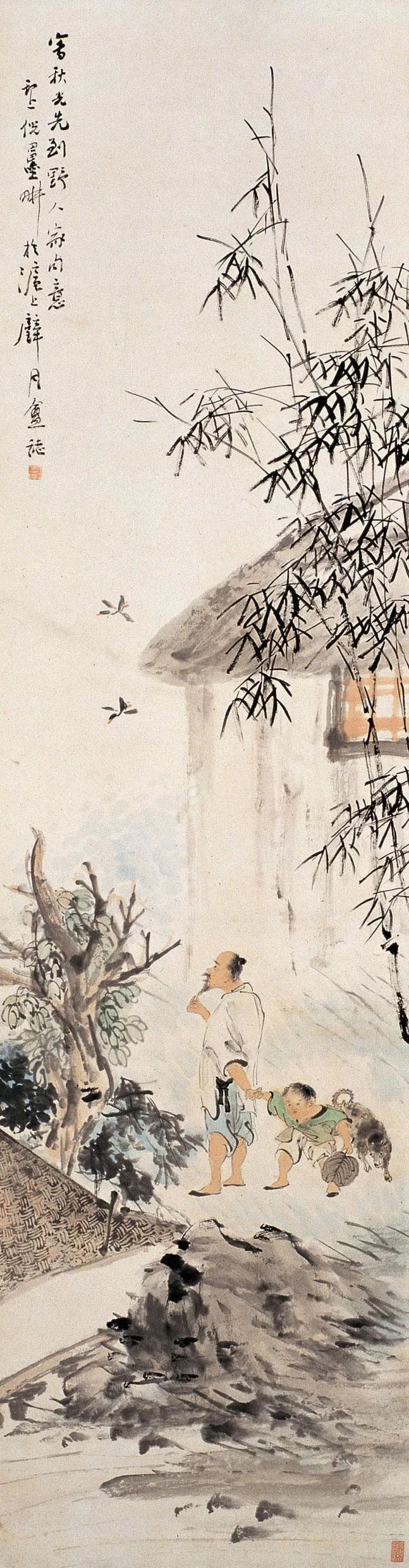 他的水墨画沐浴春风  倪田(1855 