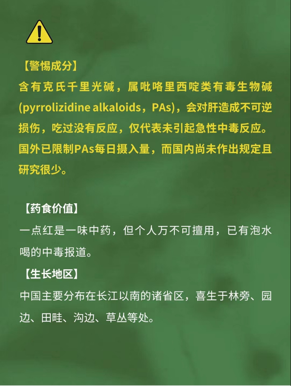 一点红竟然是有毒的菜,建议不吃或少吃!
