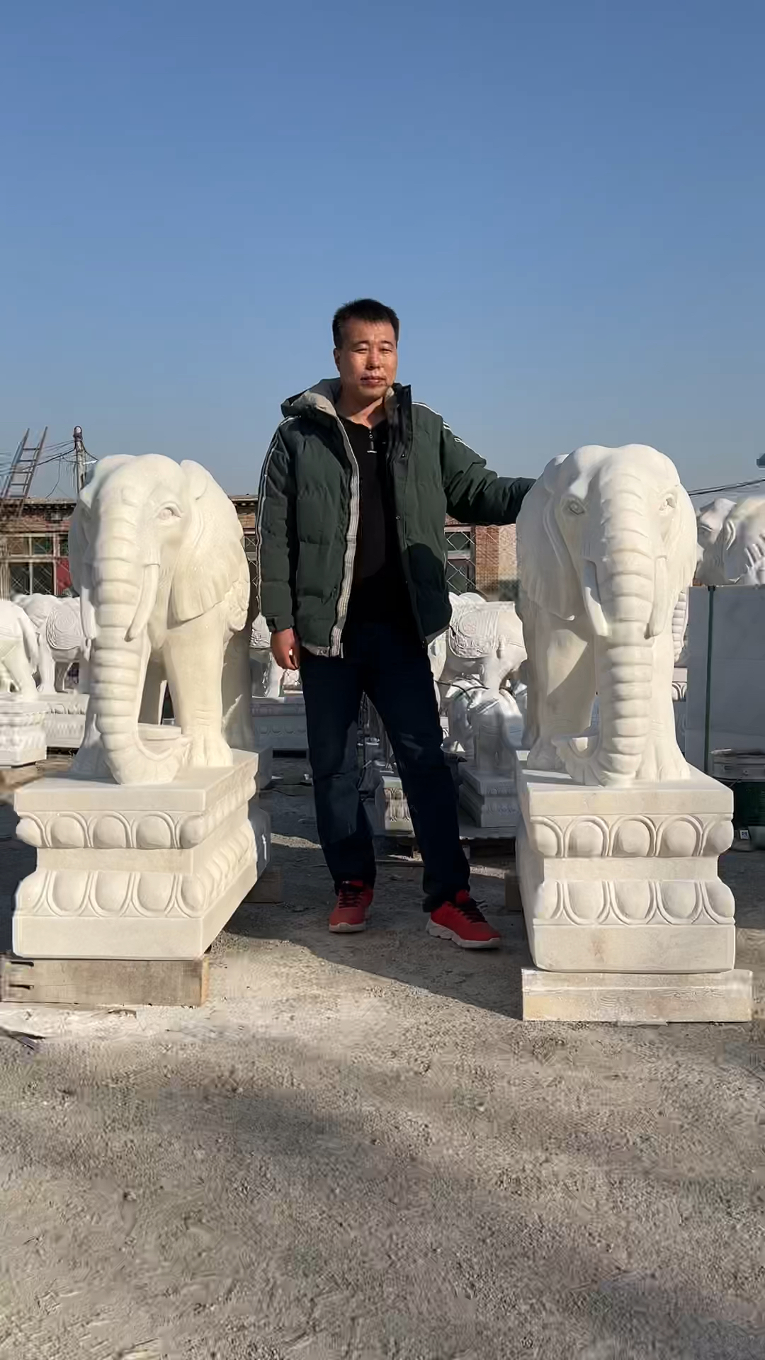 汉白玉石雕大象门口摆放吉祥如意石象