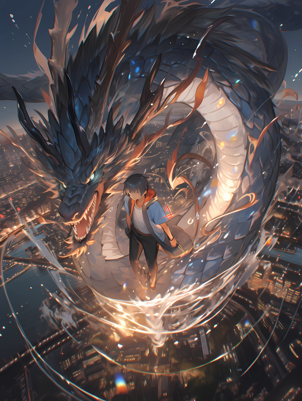 midjourney龙与少年人物风格化  #动漫壁纸# #动漫