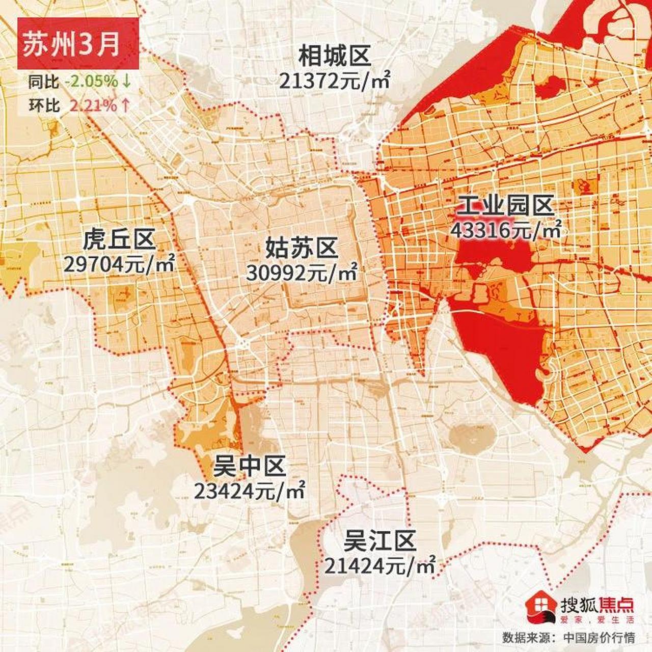 3月苏州各区域房价地图
