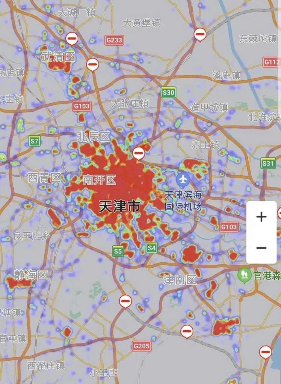 合肥与天津 这是合肥市和天津市的热力图对比,一个是省会城市,一个是