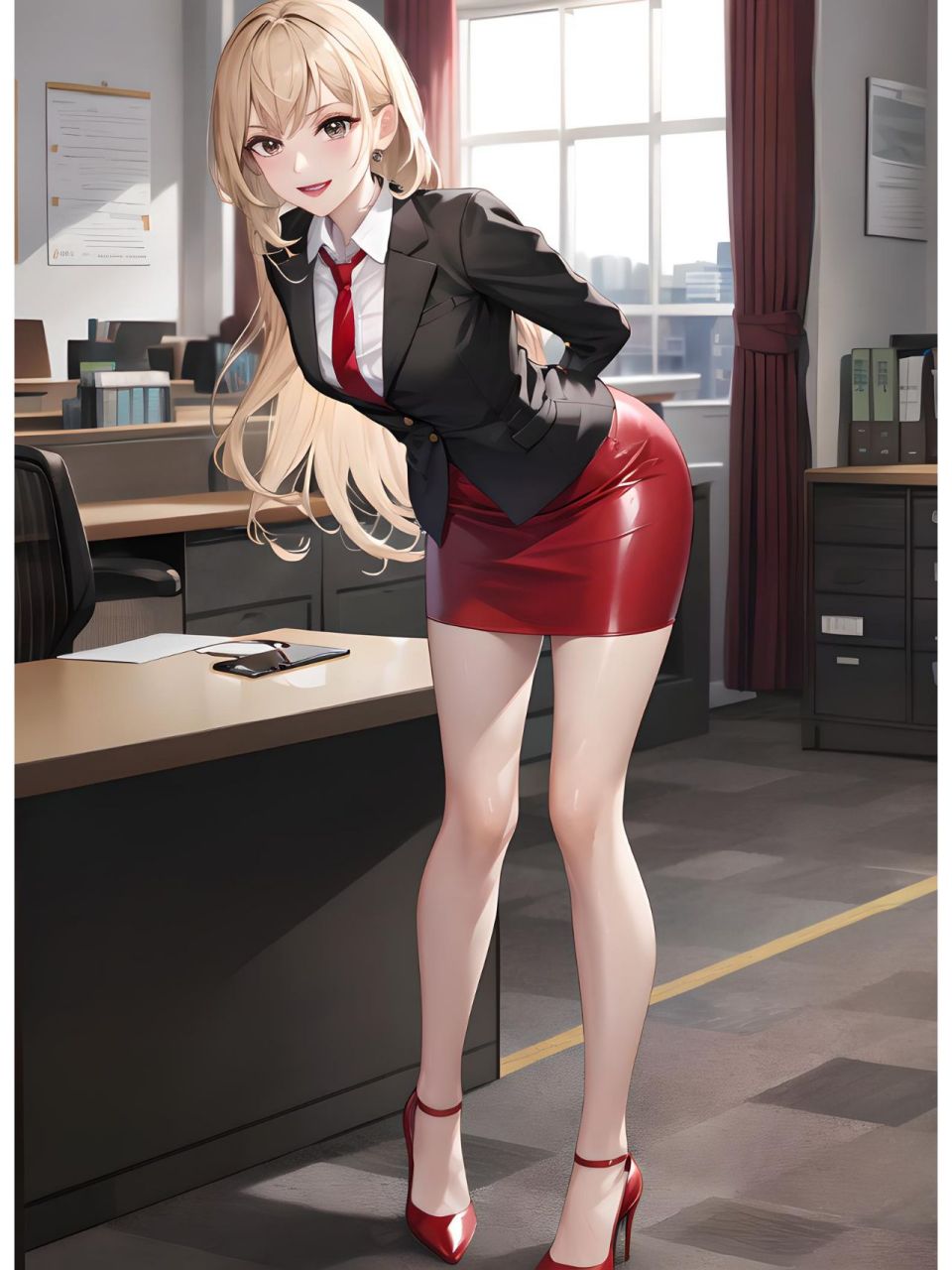 制服控动漫壁纸---二次元长腿金发小姐姐