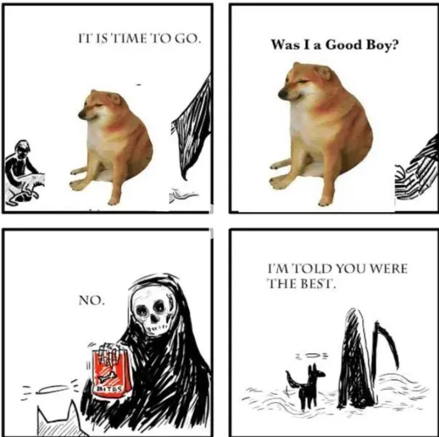 表情包小狗cheems去世:一只笑容永存的"小废柴"!