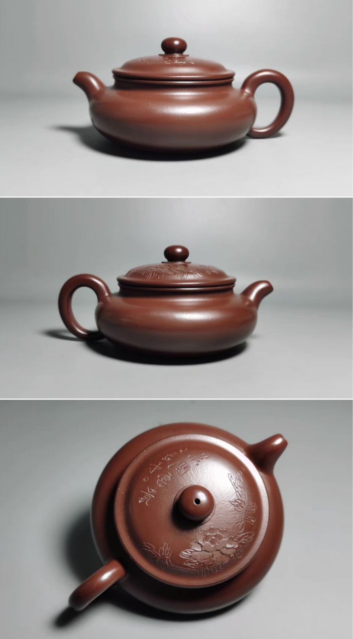 工艺美术师范泽洪款原矿紫朱泥仿古紫砂壶一把   包真原矿半手工壶,砂