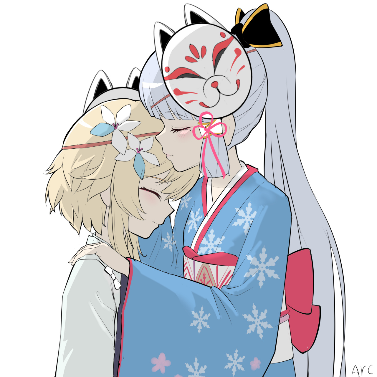 荧鹭组合(荧妹x神里绫华) 画师:arc#二次元美图# #我爱二次元