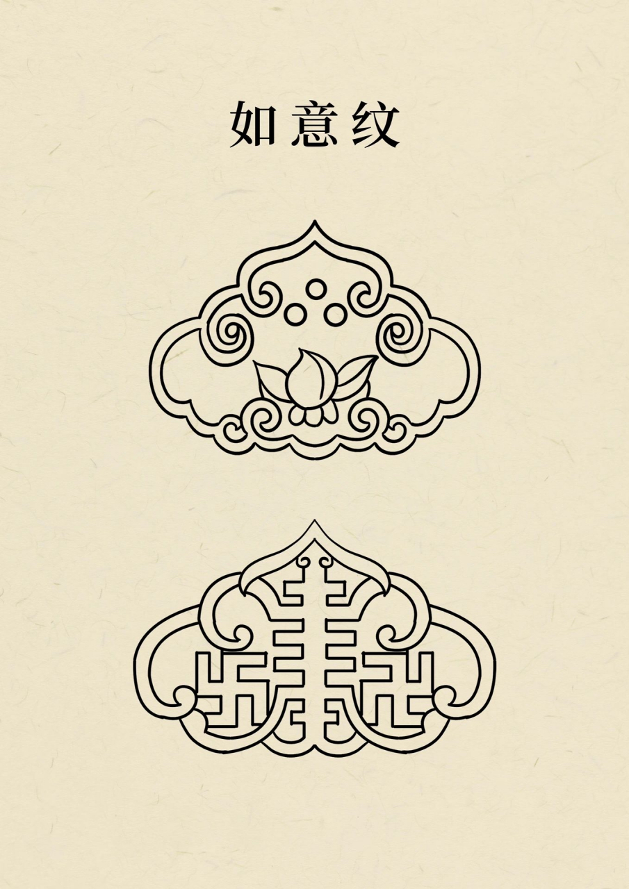 传统纹样-如意纹样 如意纹取自如意的造型.