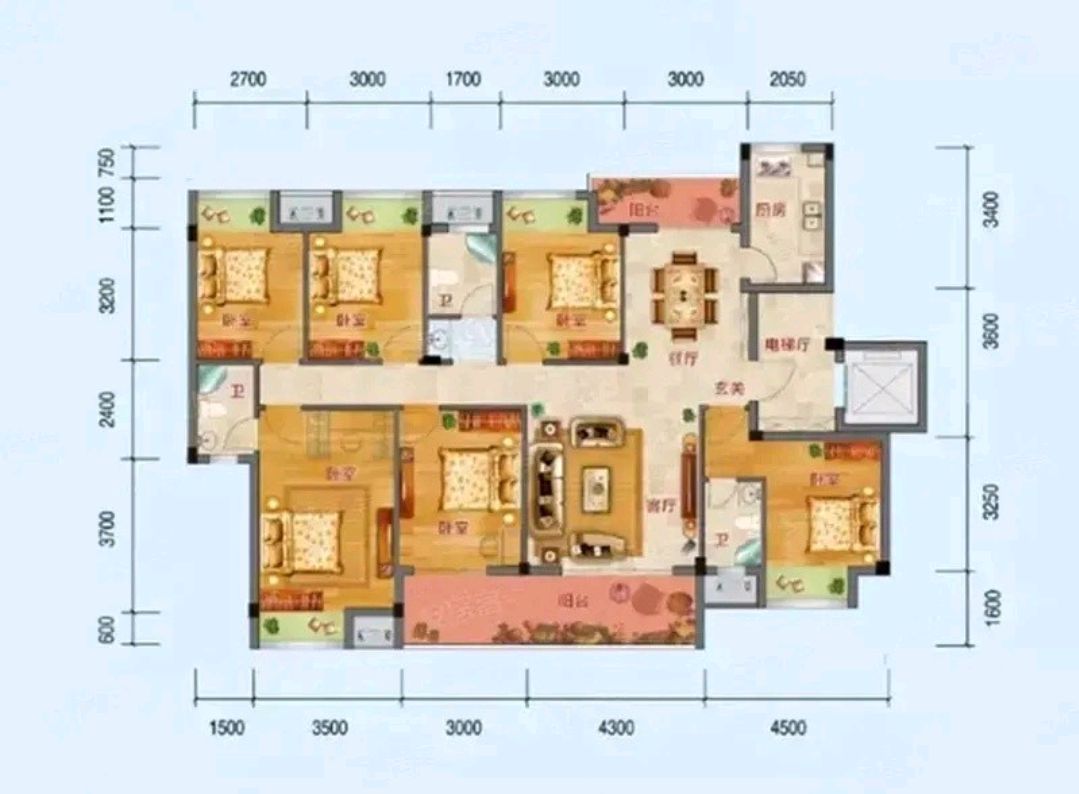 198平米适合三代同堂的实用型大平层六居室