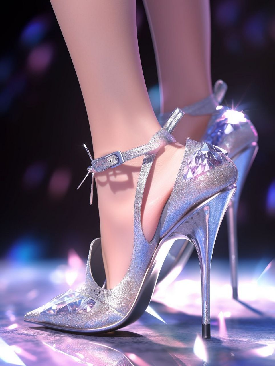服饰穿搭 | 梦幻高跟鞋,水晶鞋系列:银色