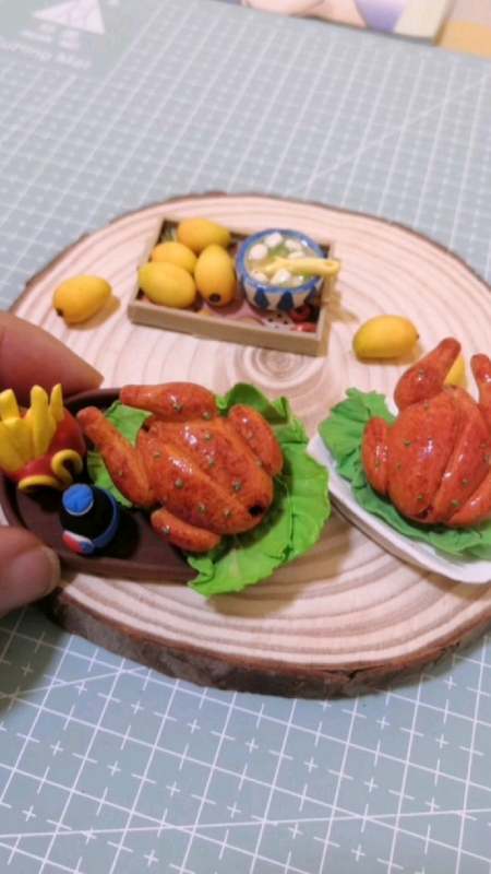 黏土烤鸡教程粘土烤鸡手工彩泥微缩食玩-度小视
