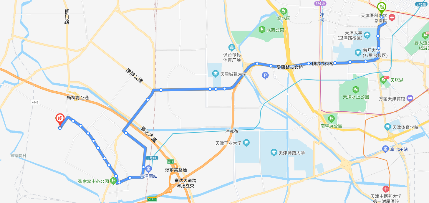 天津火车南站途经公交车路线乘坐点及其运行时间