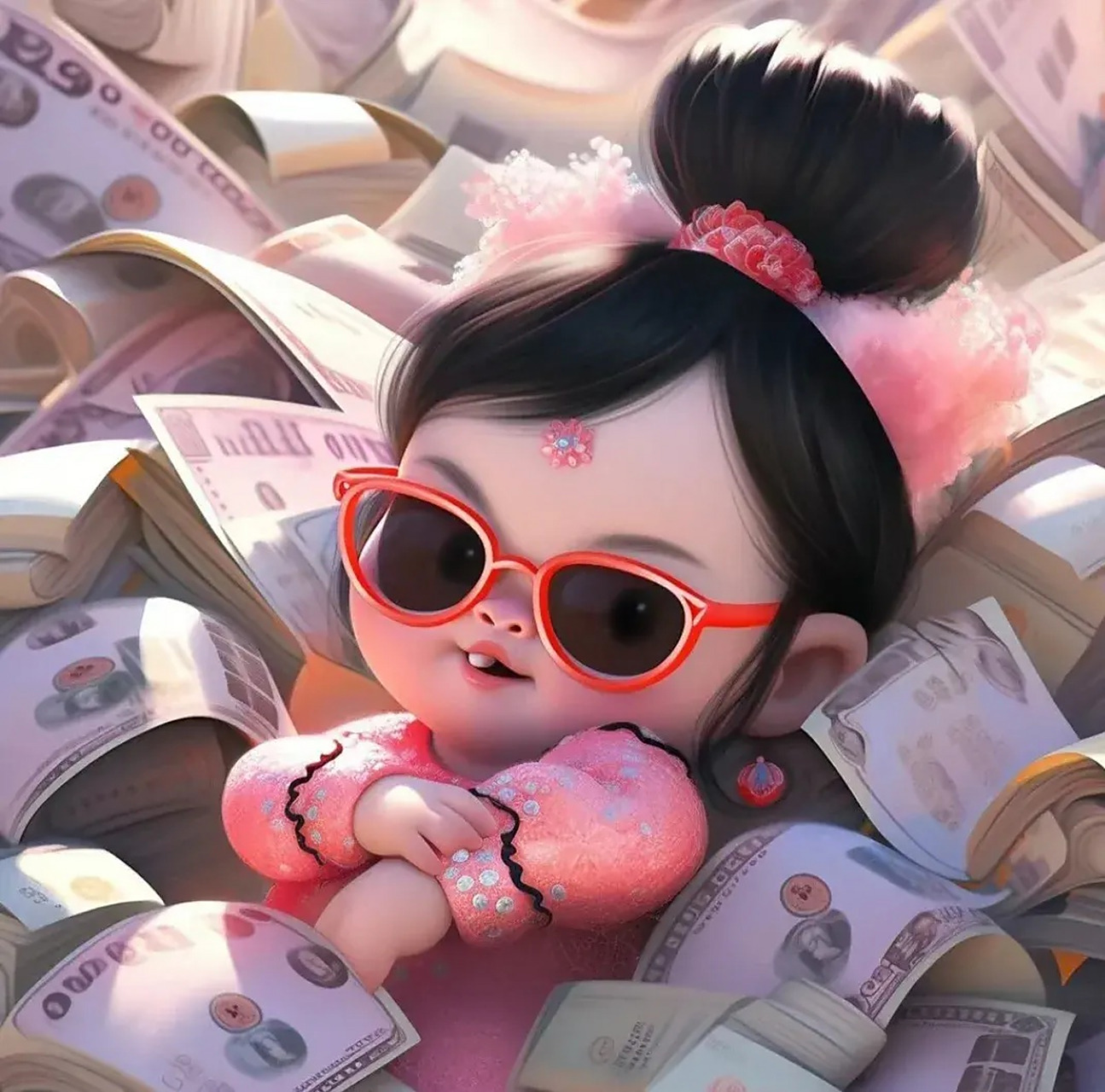 头像分享,戴墨镜的小富婆,潇洒