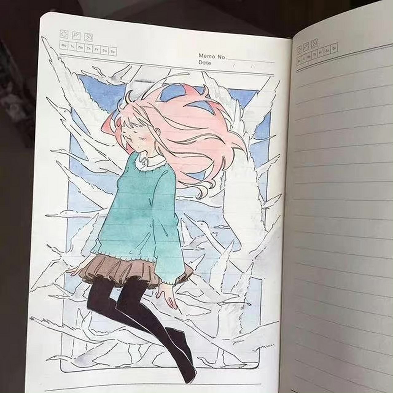 ikedda笔记本上画水彩. 让我想起了当年在笔记本,课本上的涂鸦[嘻嘻]