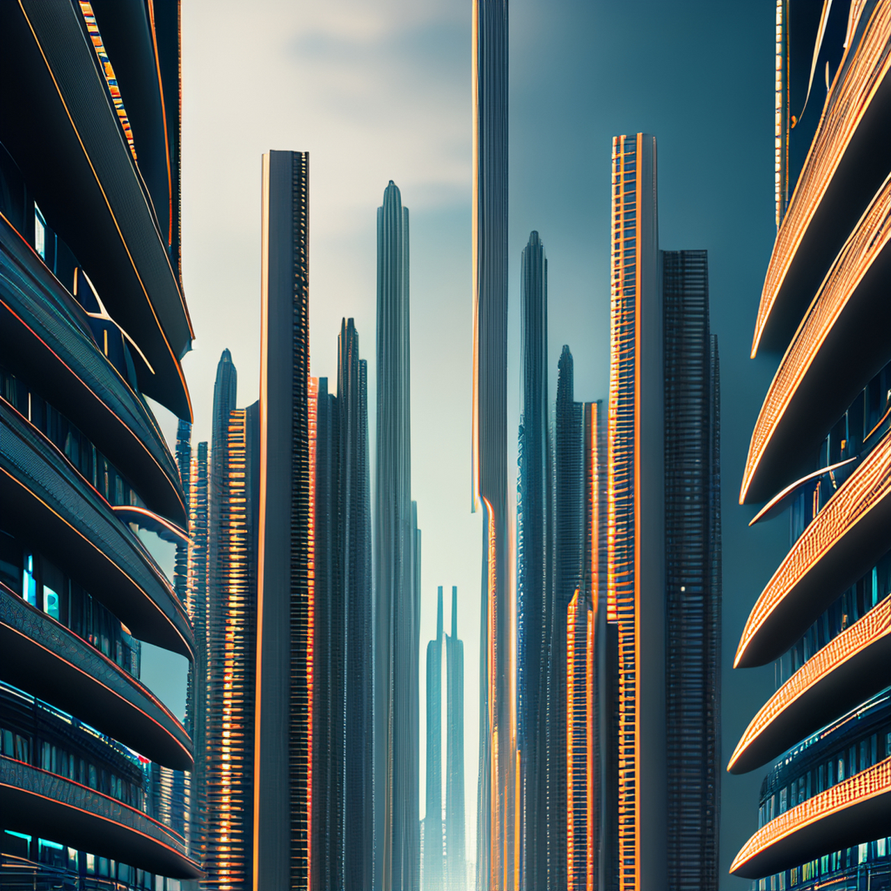 未来城市# 同样前两张涂鸦一格,后两张其他ai 绘图app.