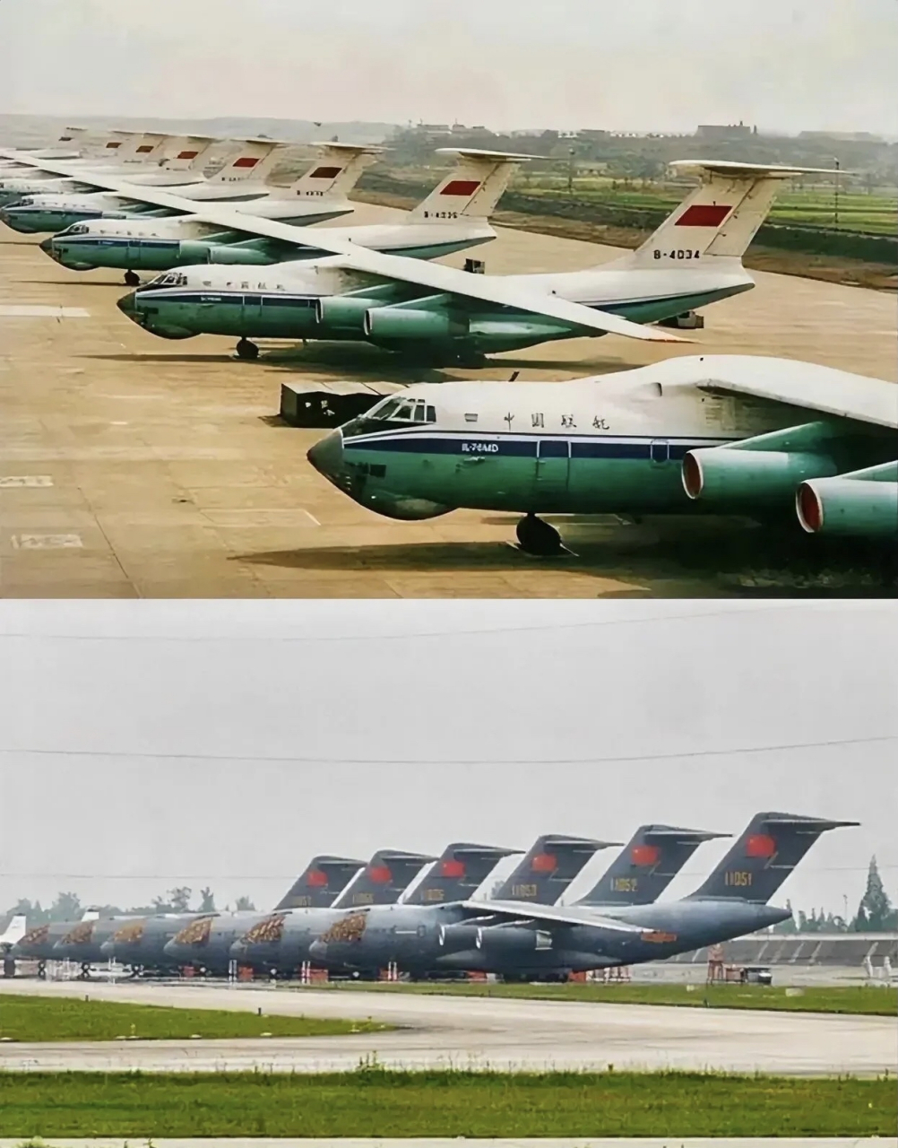 中国空军伊尔76运输机和运20运输机图 种花家的进步是巨大的,曾经运输