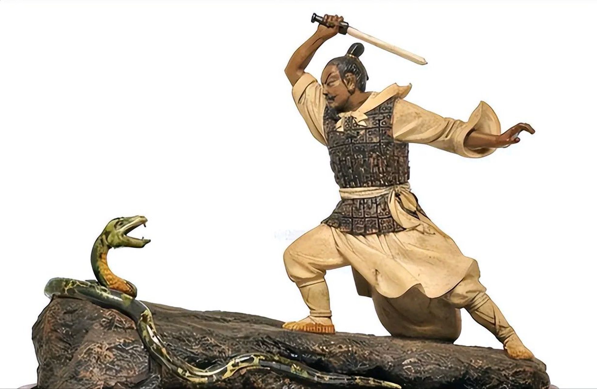 刘邦离开后没多久,一个白发老太太赶来了,她见了被一刀两断的白蛇