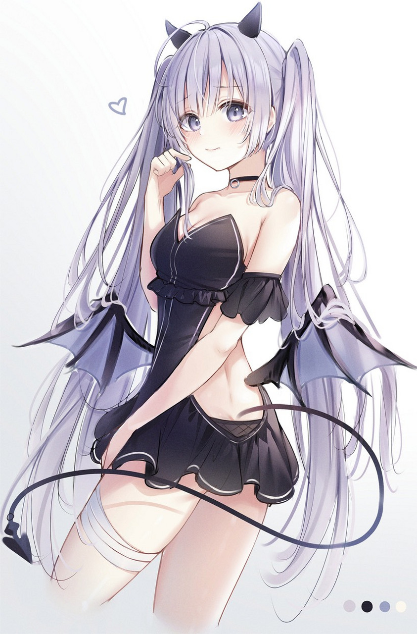 动漫少女# 银发双马尾恶魔娘——魅魔 迷人的外表下,是张狰狞的面目