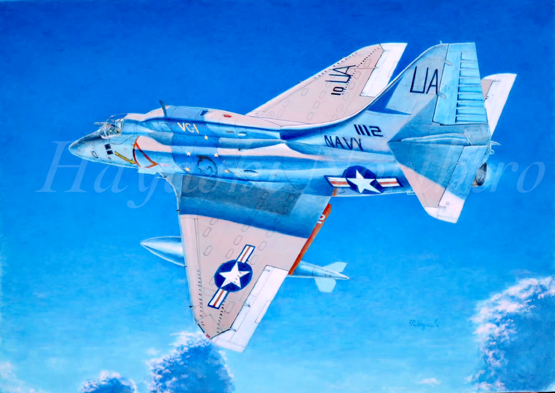 一组飞行器绘画作品欣赏,手绘给战机带来特殊的质感,by nhayashi411.