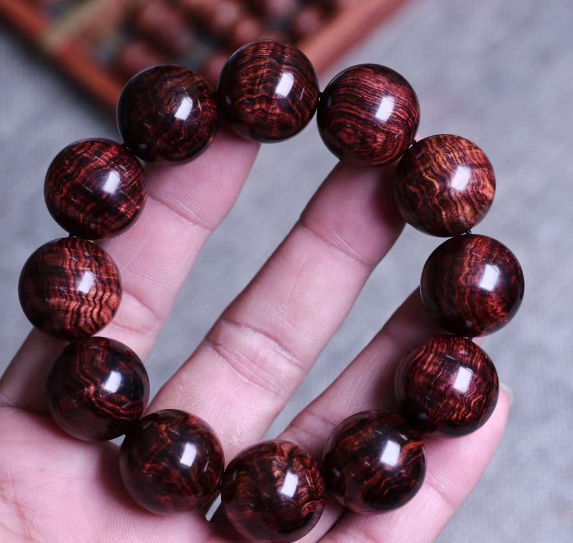 海南黄花梨水波纹手串