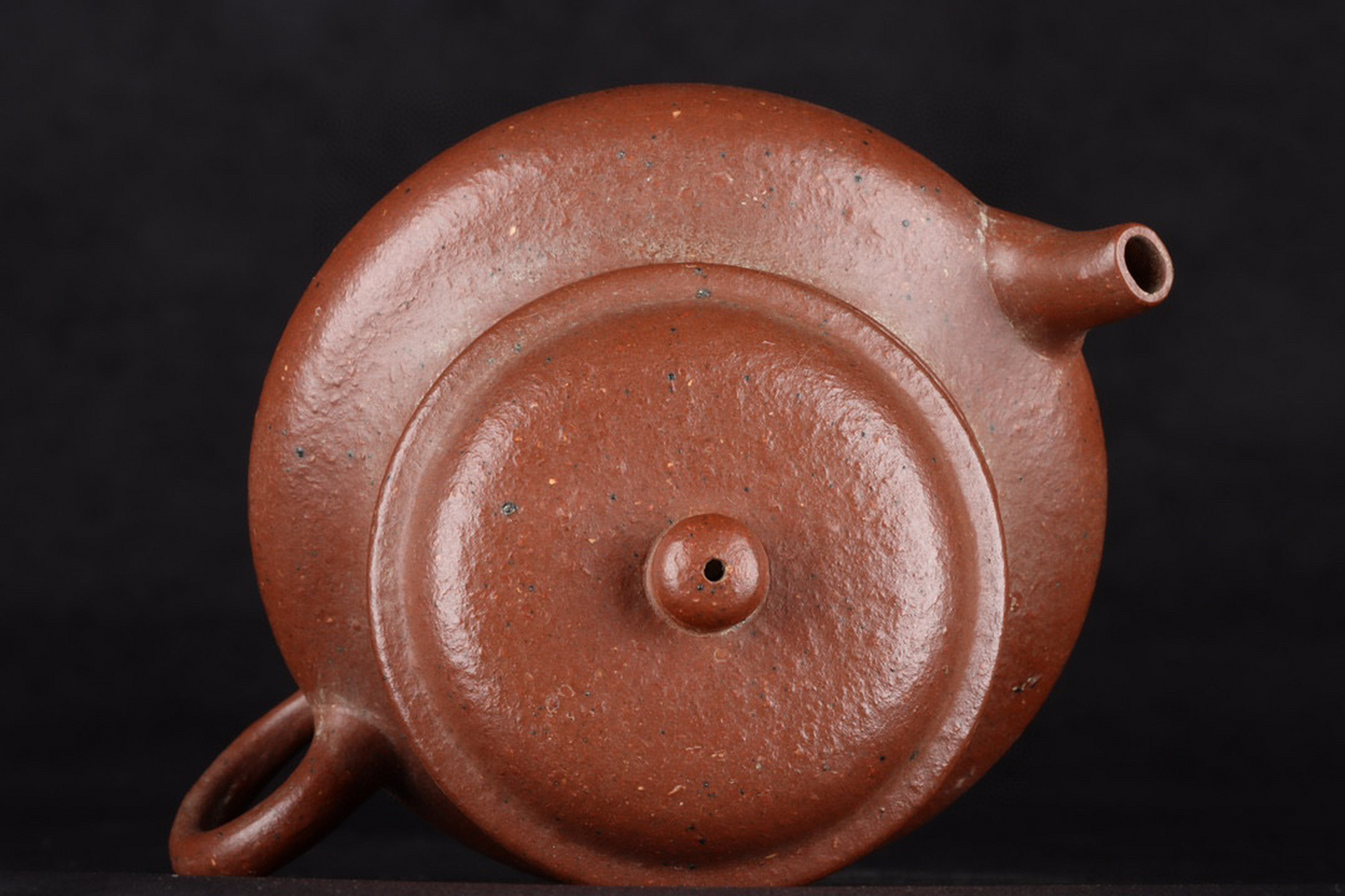 小品虚扁紫砂壶 款识:兢媚清香 清代 高 5.8×11.8cm