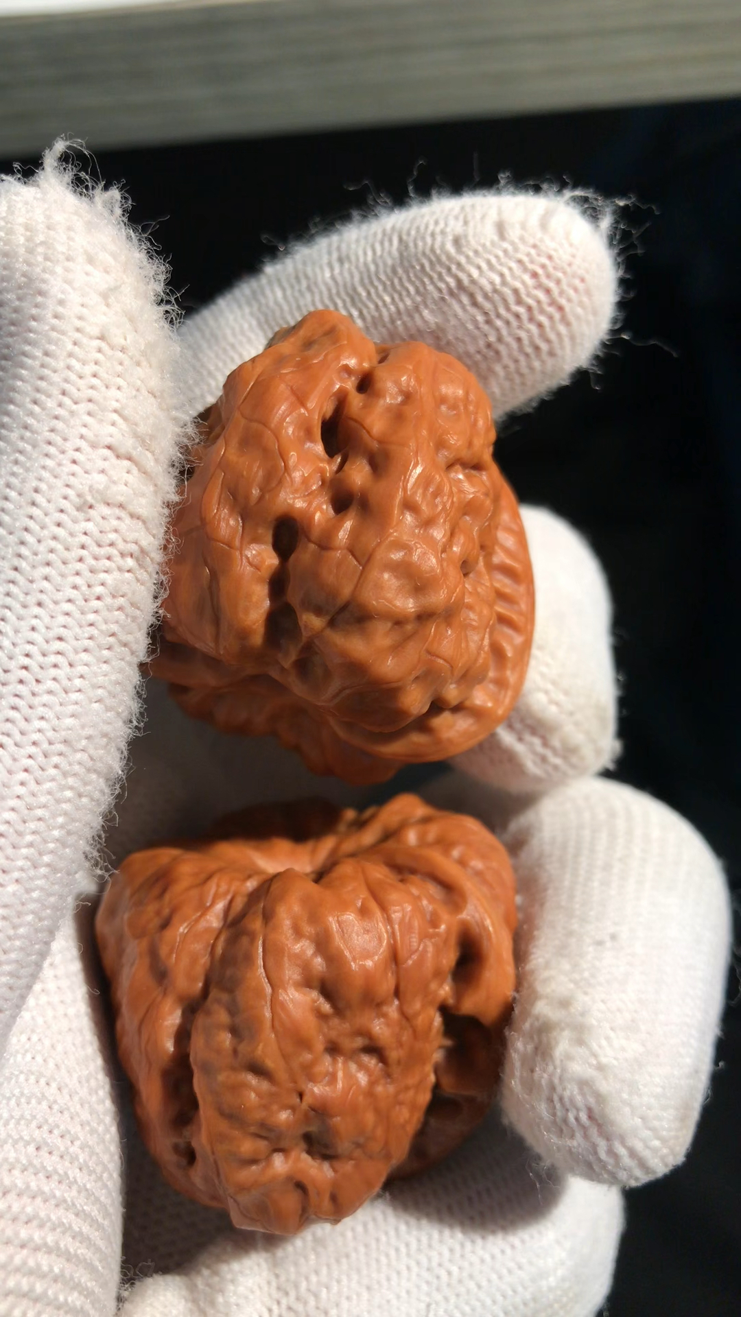 延庆蛤蟆头核桃,这骨质随便盘盘就包浆!