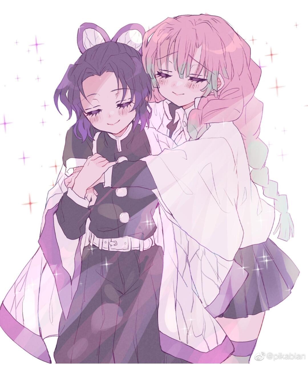 鬼灭之刃:甘露寺蜜璃&蝴蝶忍,姐妹系列高清图片来啦