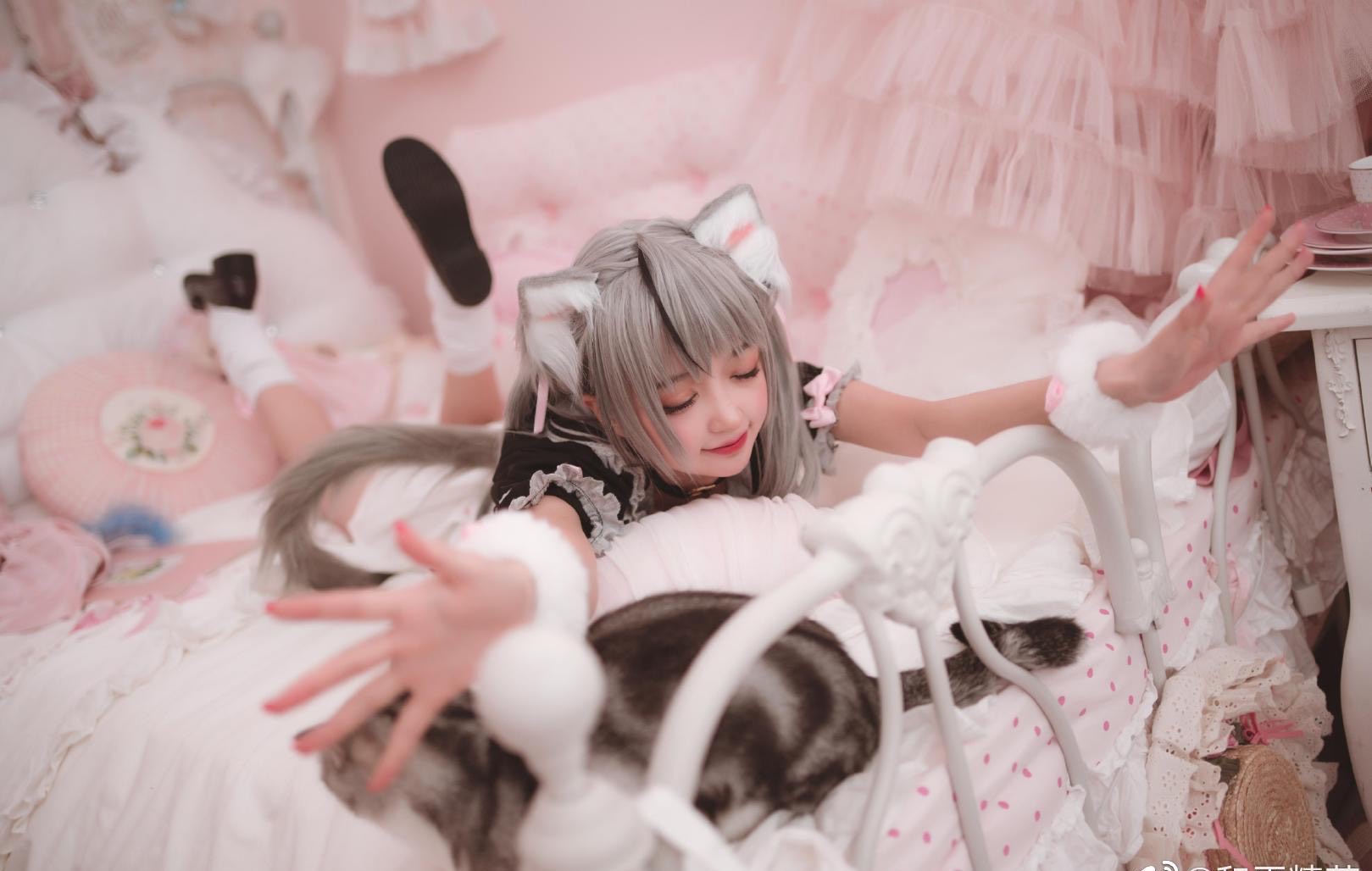 和平精英:猫咪驾到套装之软萌银虎cosplay秀
