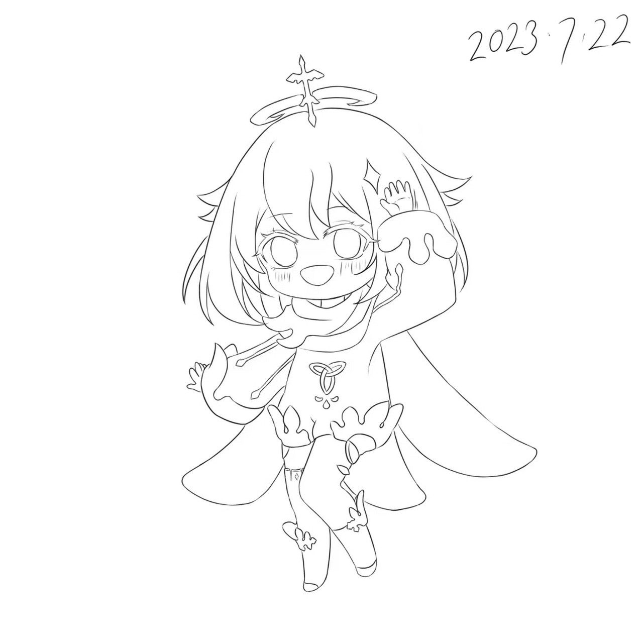 摸一只派蒙[炸鸡腿][炸鸡腿](绘画练习) #原神