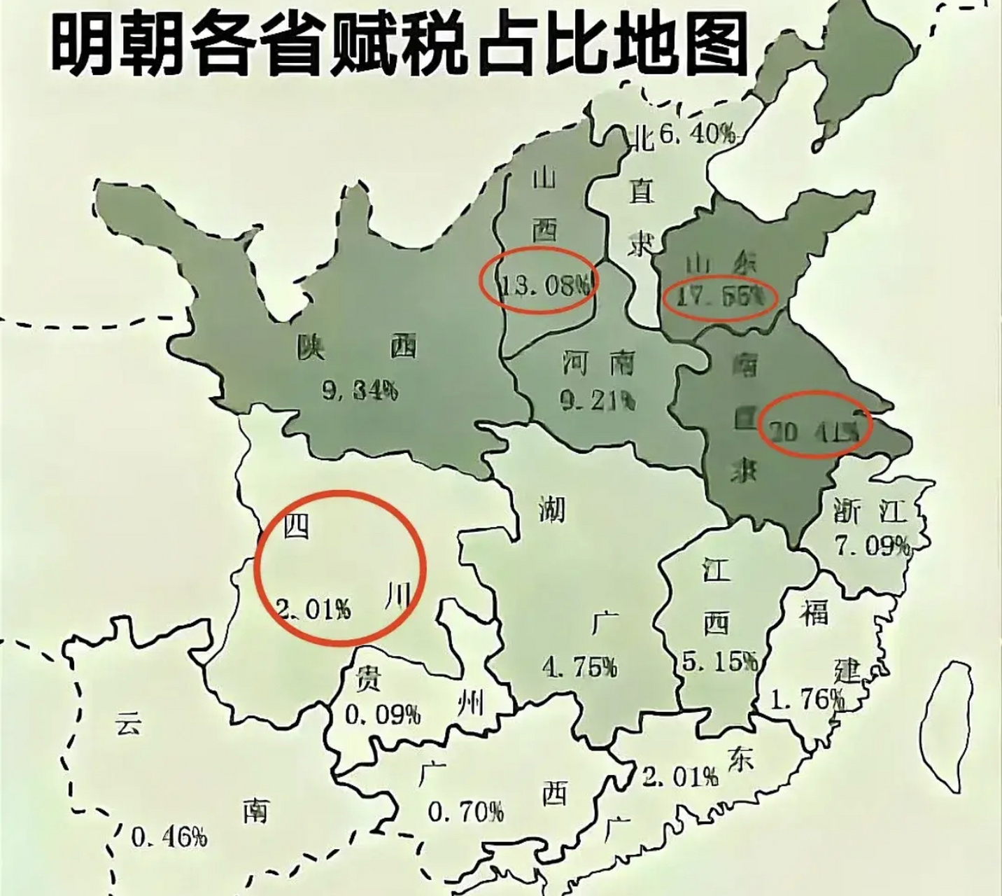 明朝各省的赋税状况如果真是这样,那是非常令人吃惊的.