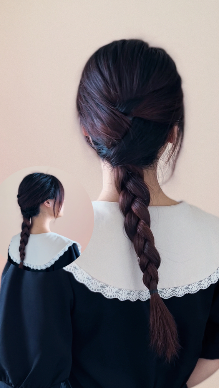 扁头冲拯救扁平塌get饱满气质低马尾日常温柔显气质,视觉增加发量!