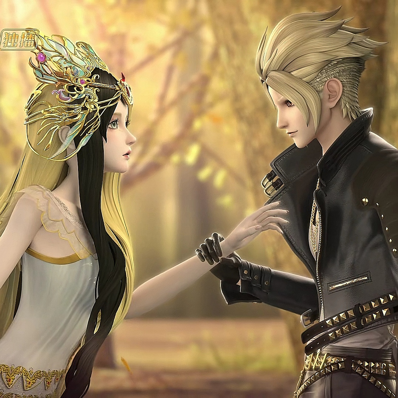 在《叶罗丽x光浮尘》中,光仙子正在埋怨庞尊不懂得保护大自然,她靠近