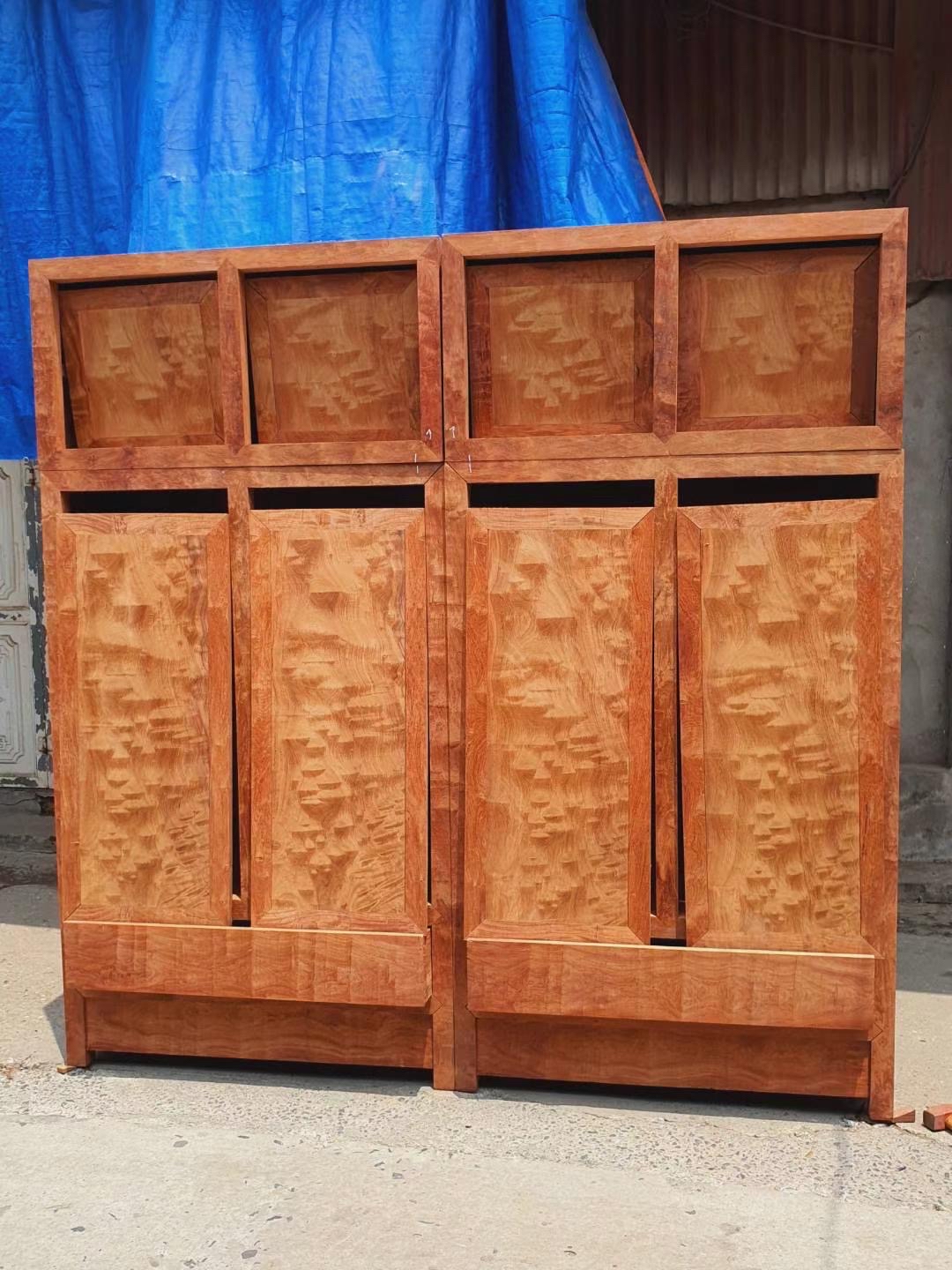 缅甸花梨大果紫檀虎皮纹顶箱柜