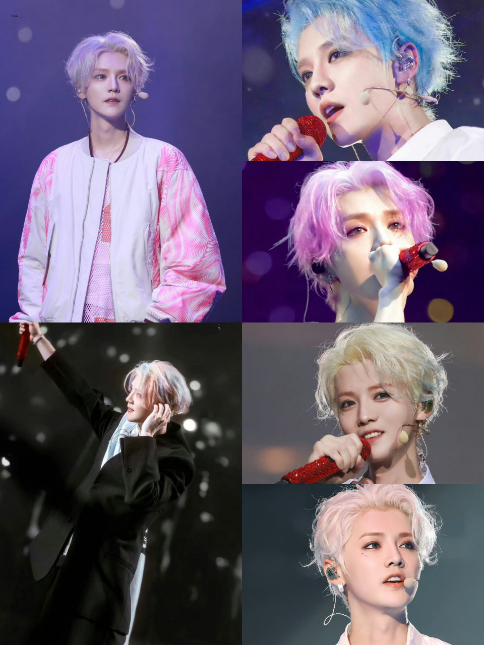 鹿晗一场演唱会一个发色#  鹿晗真的好适合这种彩色的头发,七彩小鹿