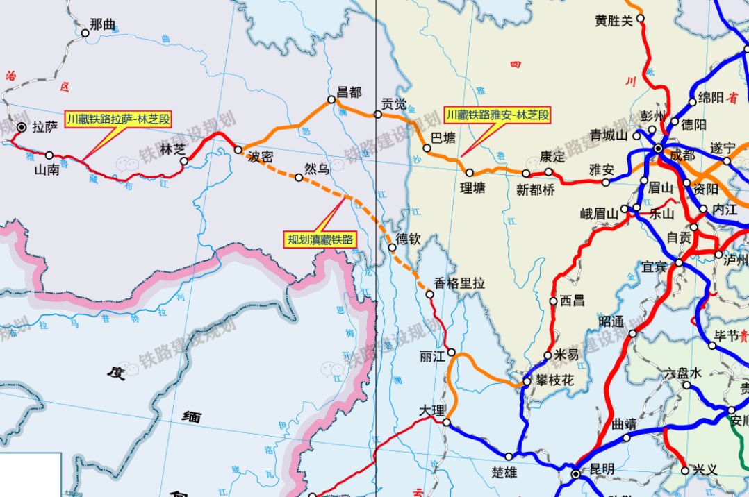 川藏铁路线路图,川藏铁路26个站 川藏铁路线路图,川藏铁路26个站