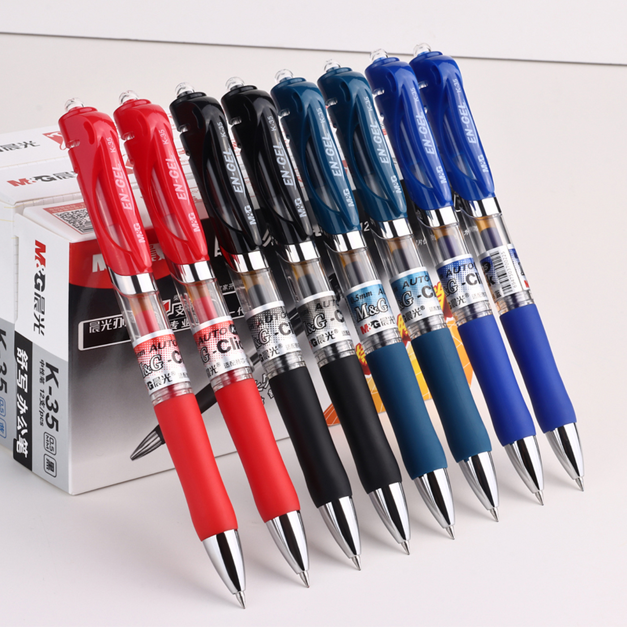 晨光k35按动中性笔3支 20支笔芯  晨光k35按动中性笔水笔3支送20支