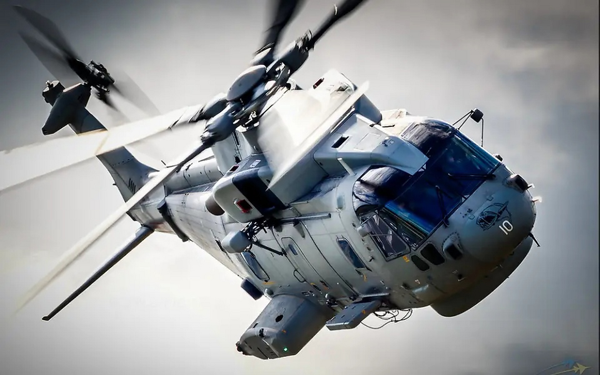 直升机欣赏:欧洲阿古斯塔·维斯特兰 aw101/eh101灰背隼直升机,该机被