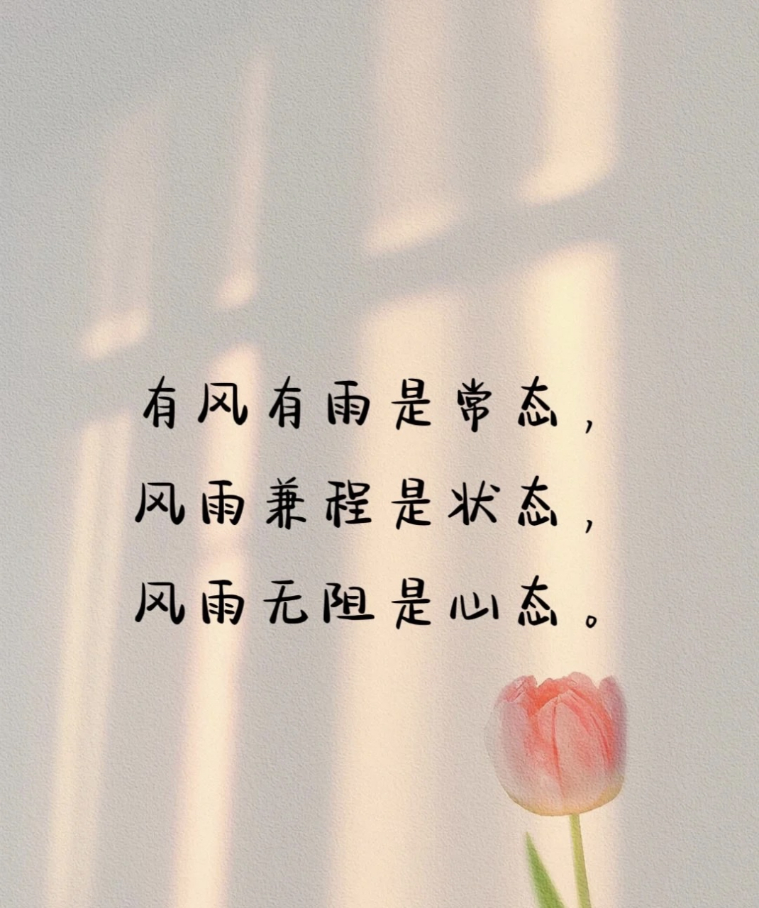 有风有雨是常态 风雨兼程是状态 风雨无阻是心态