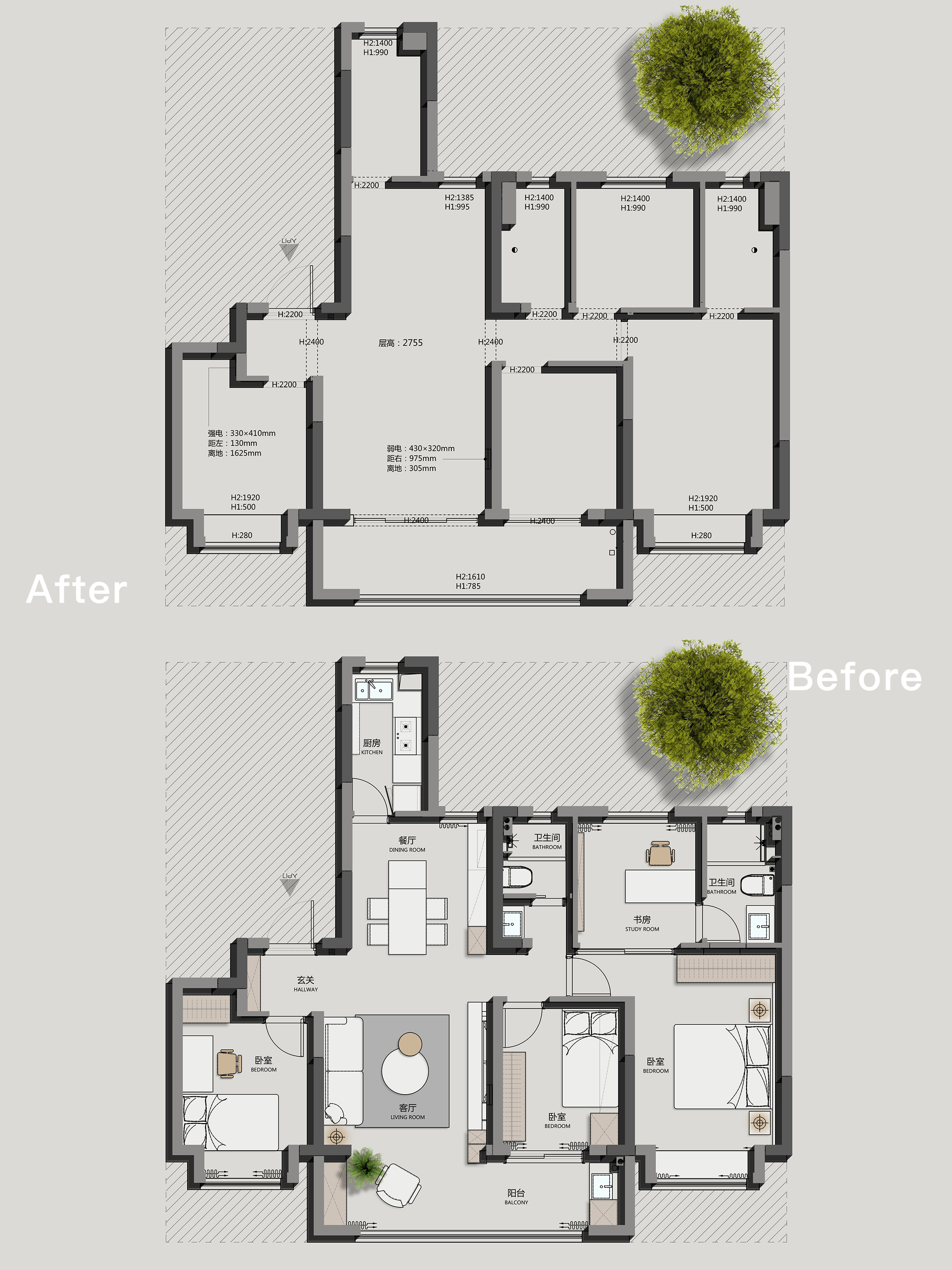 正荣润岚府精装房改造|极简主义