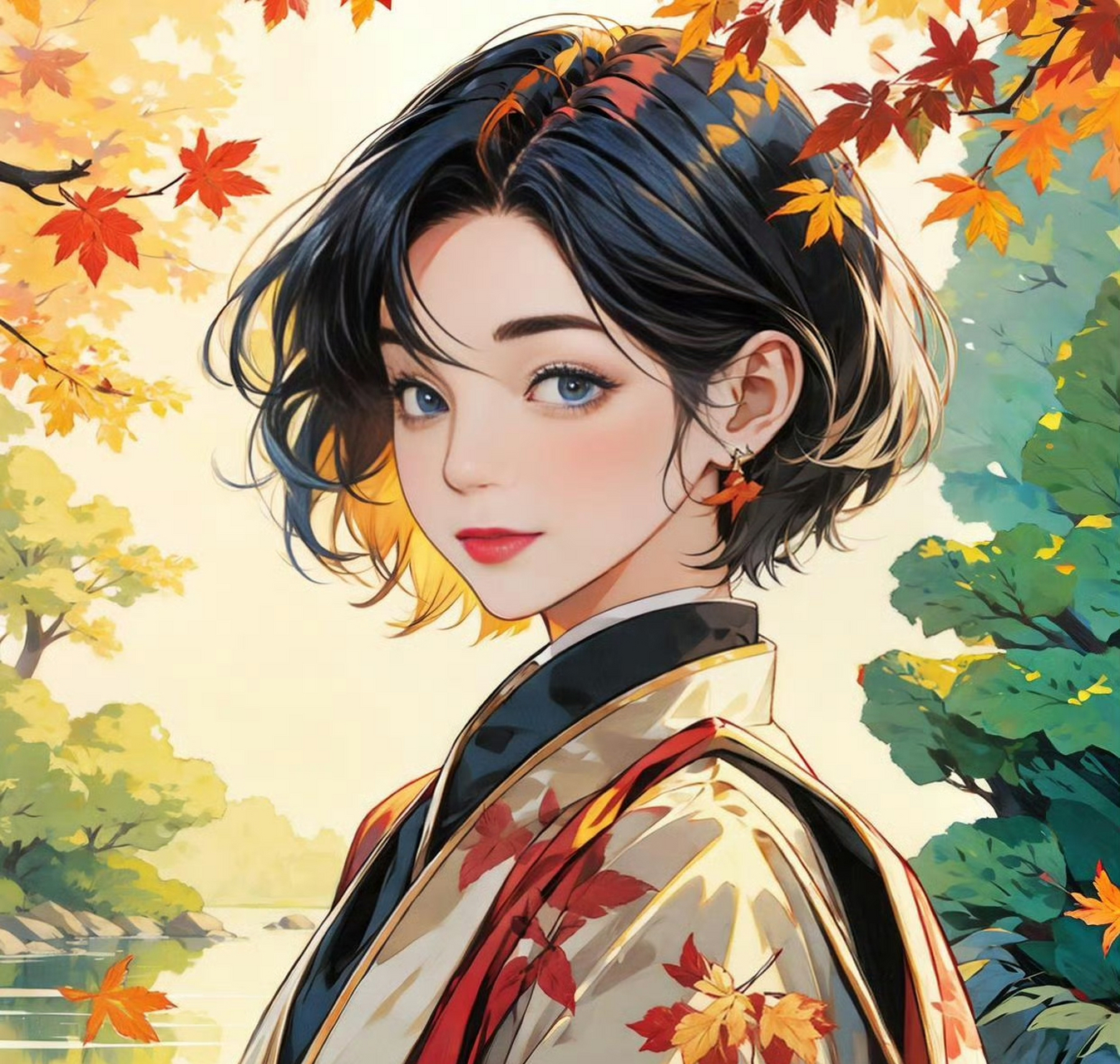 秋季清爽短发女生头像