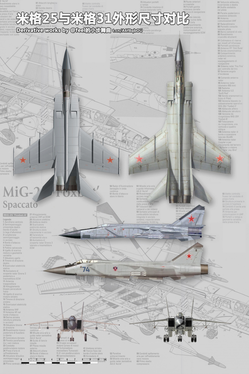 米格25和米格31外形尺寸对比.