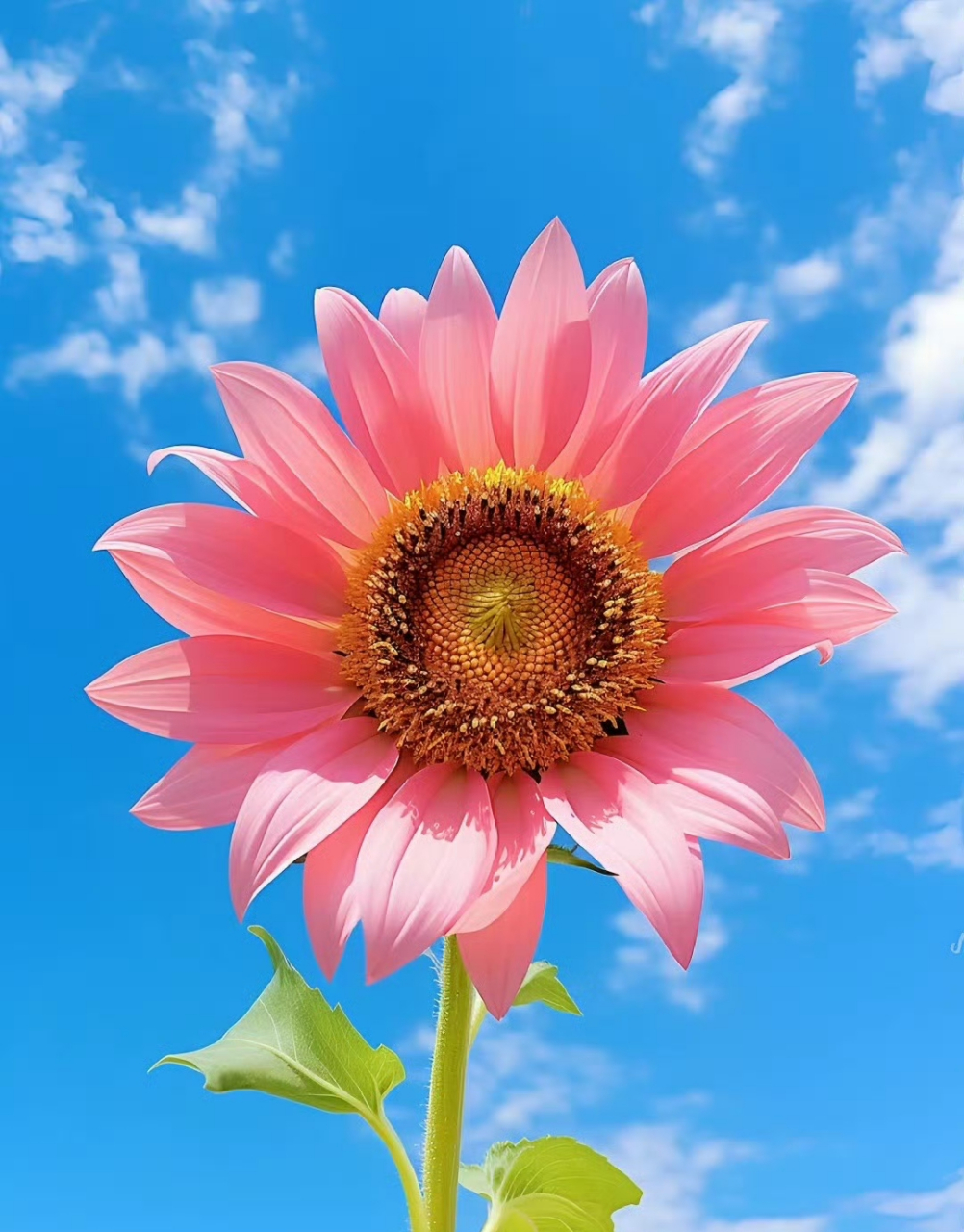 粉色的向日葵盛开时,最美最好的时光! #全民ai创作节