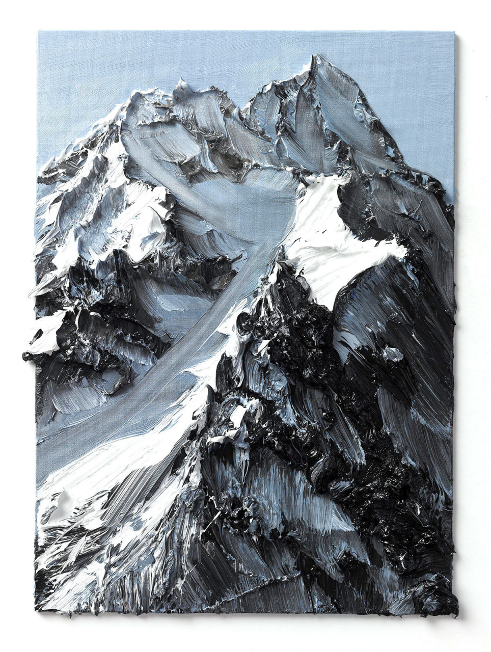 刮刀雪山,寥寥几笔,光感和质感全部出来了!