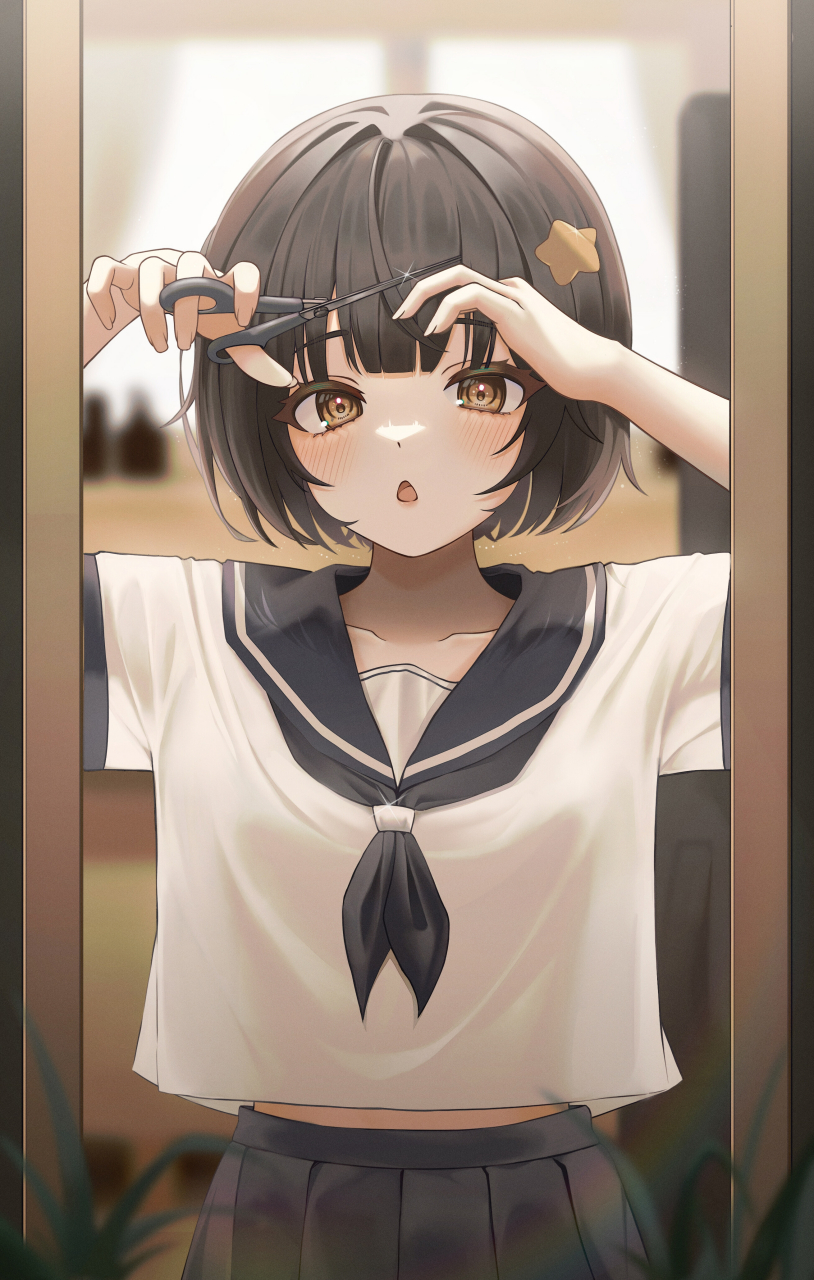 jk小萝莉剪刘海#二次元# #二次元美图# #我爱二次元