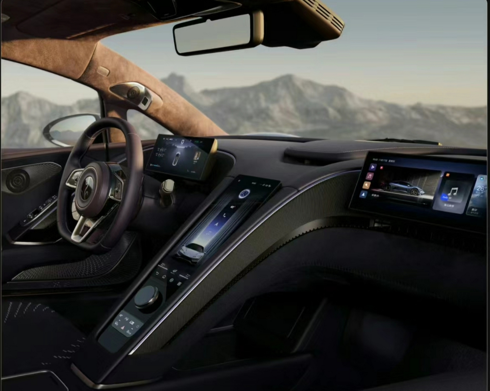 仰望u9内饰曝光,整车采用双座布局,车内大量采用碳纤维材料,全液晶