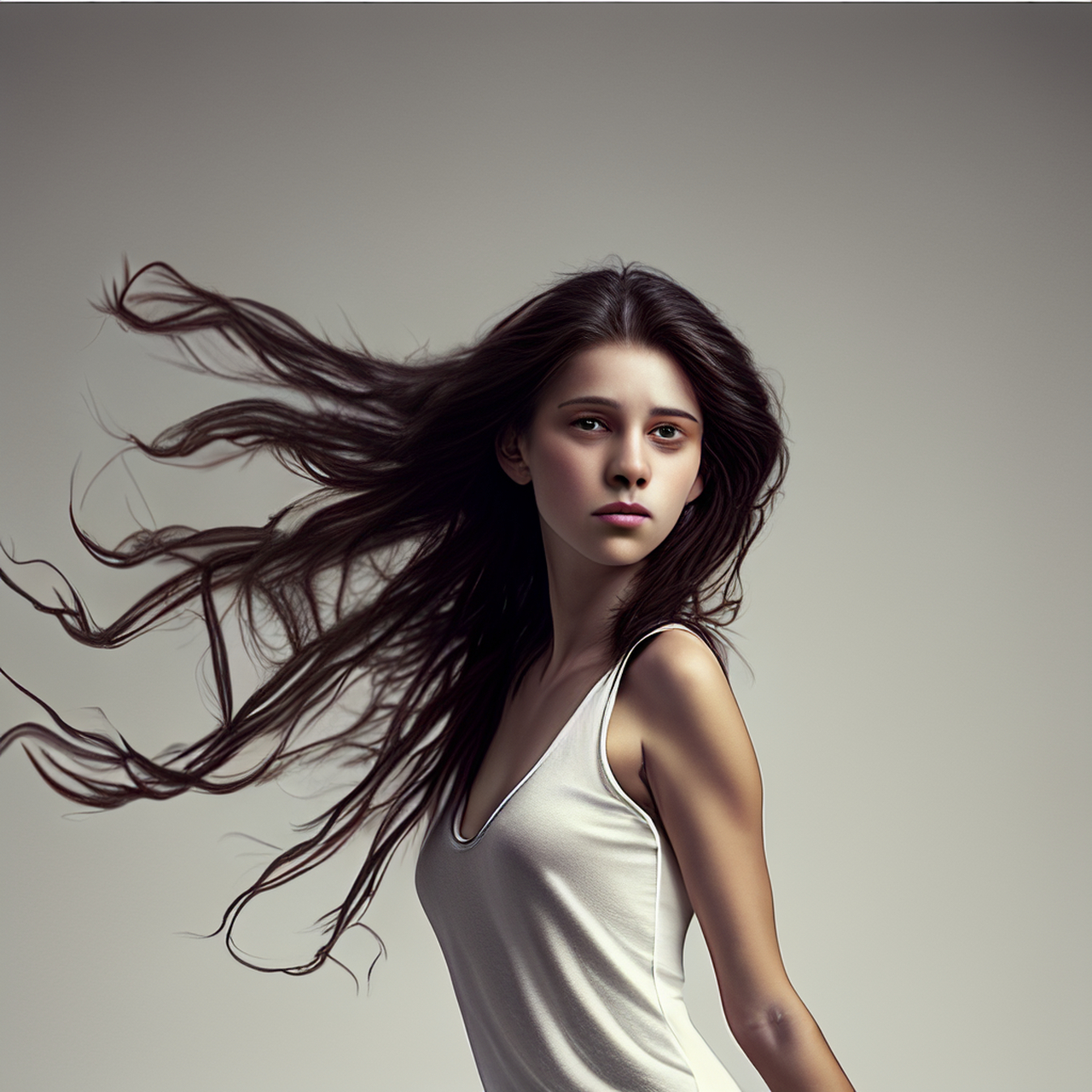 12个女人,长发飘飘,楚楚可怜,娇羞顾盼,清纯18岁,衣抉飘飞,正面全身