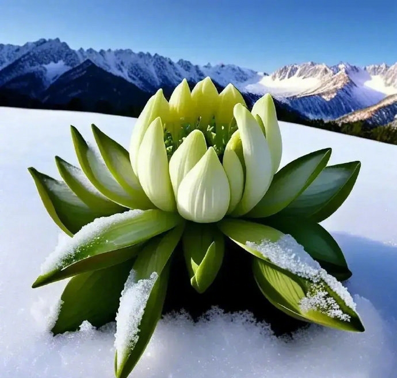 天山雪莲花 ,请欣赏! 美本存艰远,凡俗不可观.