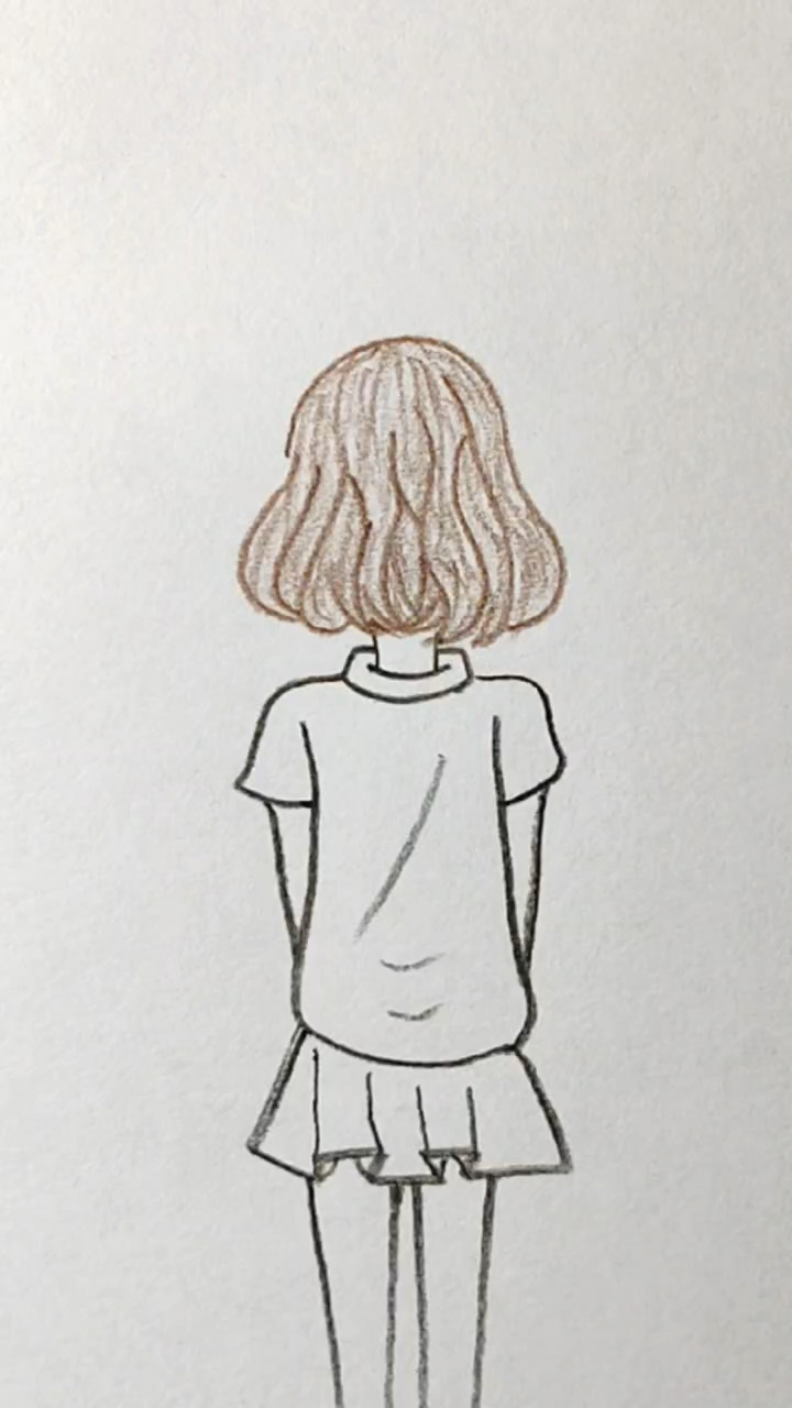 女孩背影简笔画