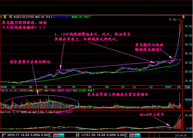 一旦股票出现黑马草上飞形态,我会重点捂住,坐等主力抬轿!